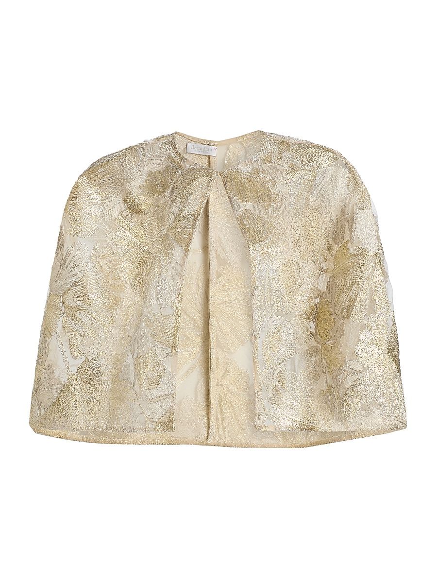 Women's Raffia Metallic Capelet - Beige Gold - Size 8