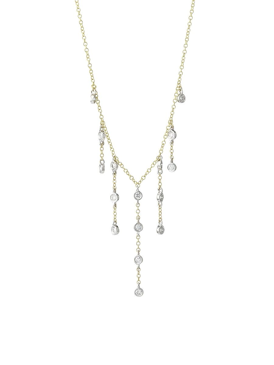 Women's 14K White & Yellow Gold Diamond Pendant Necklace - Gold