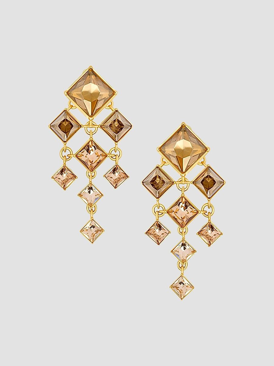 Oscar de la Renta Women's 24K-Gold-Plated & Glass Crystal Clip-On Chandelier Earrings - Sapphire