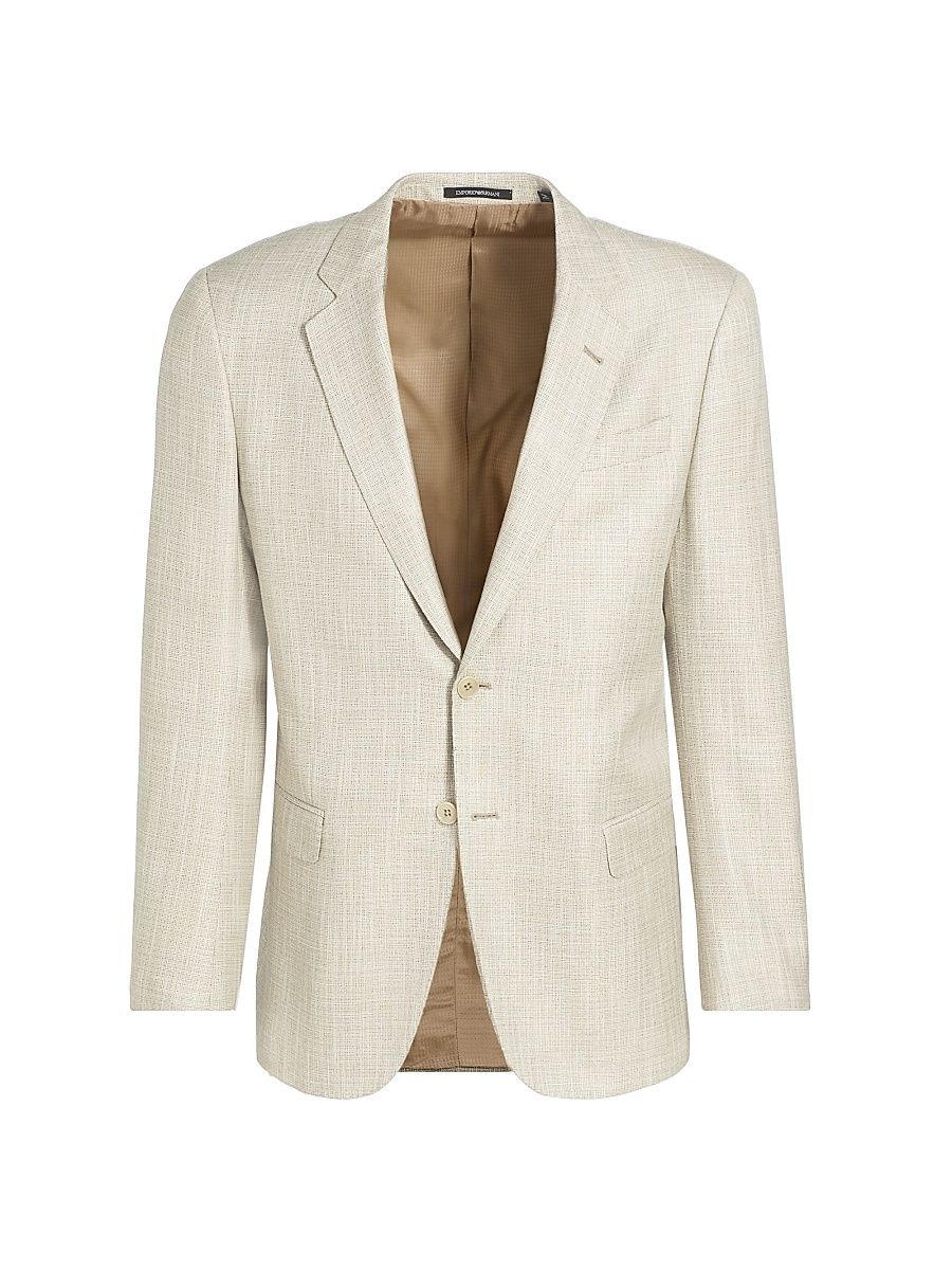 Men's Textured Single-Breasted Sport Jacket - Light Olive - Size 38