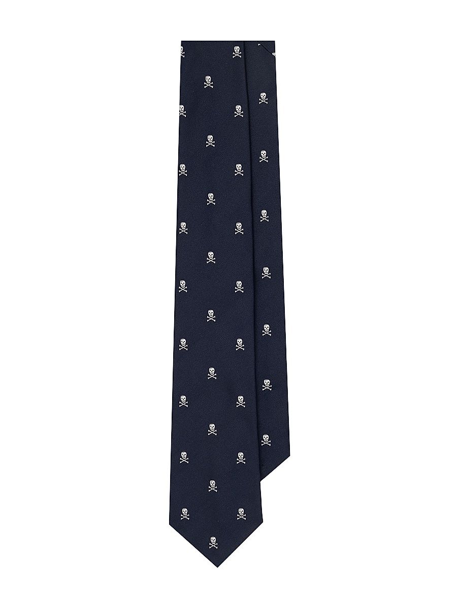 Men's Skull Crossbones Silk Tie - Navy