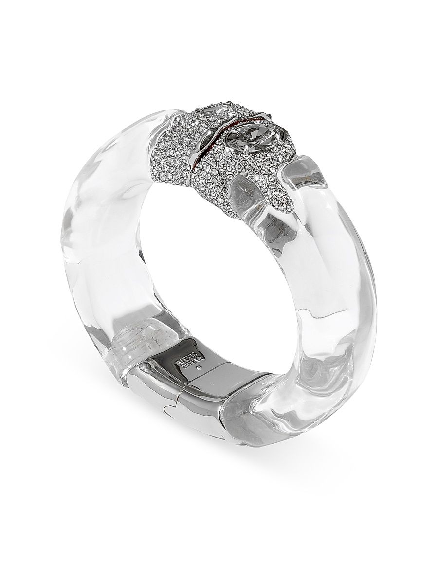 Women's Silverlake Rhodium-Plated, Lucite & Crystal Hinged Bangle - Clear Crystal
