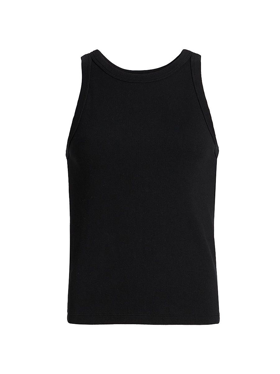 Women's Rib-Knit Cotton Tank - Black - Size Large