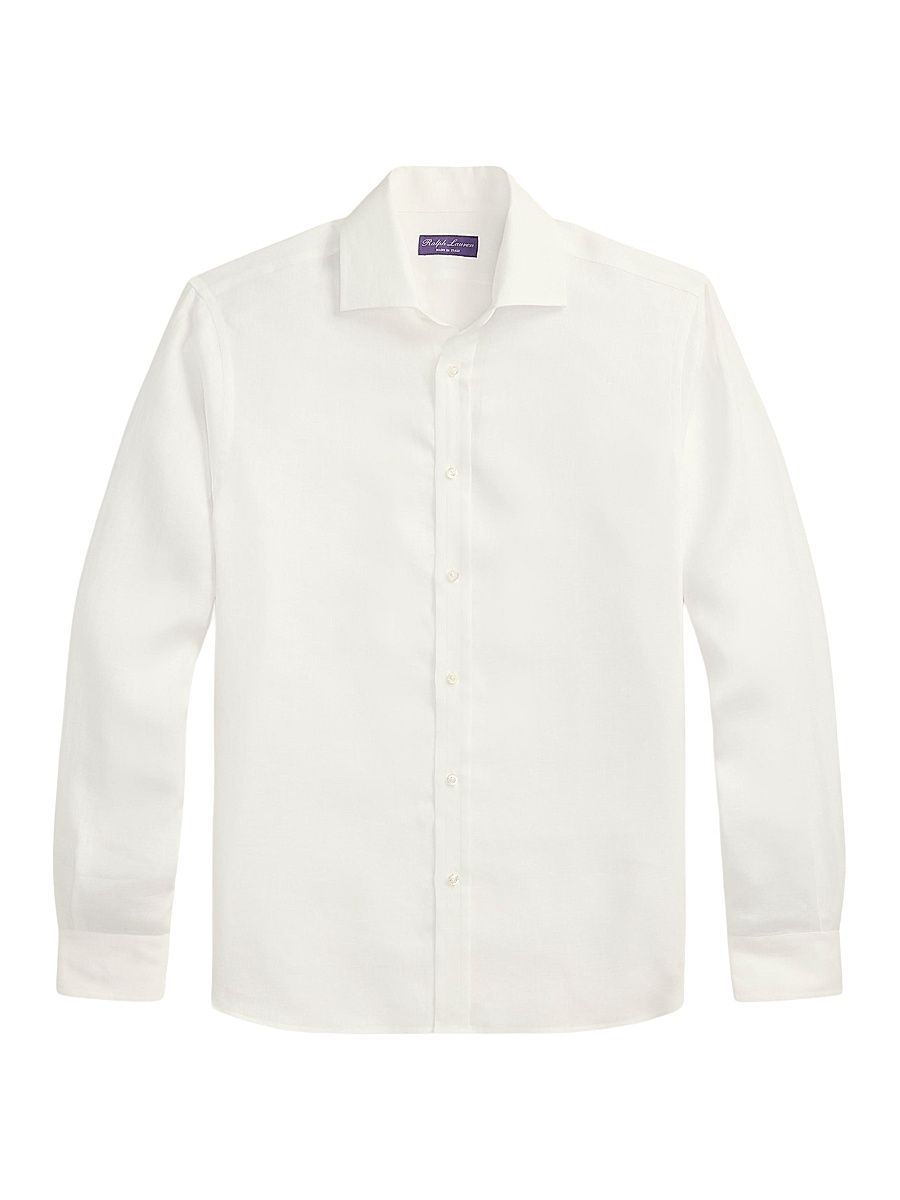 Men's Halton Linen Button-Front Shirt - Optic White - Size XXL