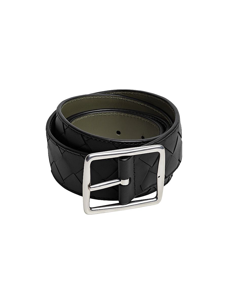Men's Reverso Intrecciato Leather Belt - Midnight Black - Size 32