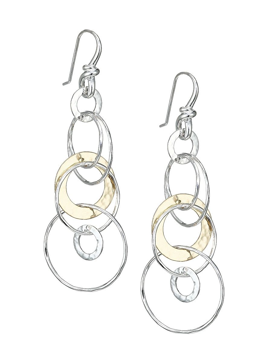 Women's Classico Chimera Two-Tone Hammered Jet Set Earrings - Silver