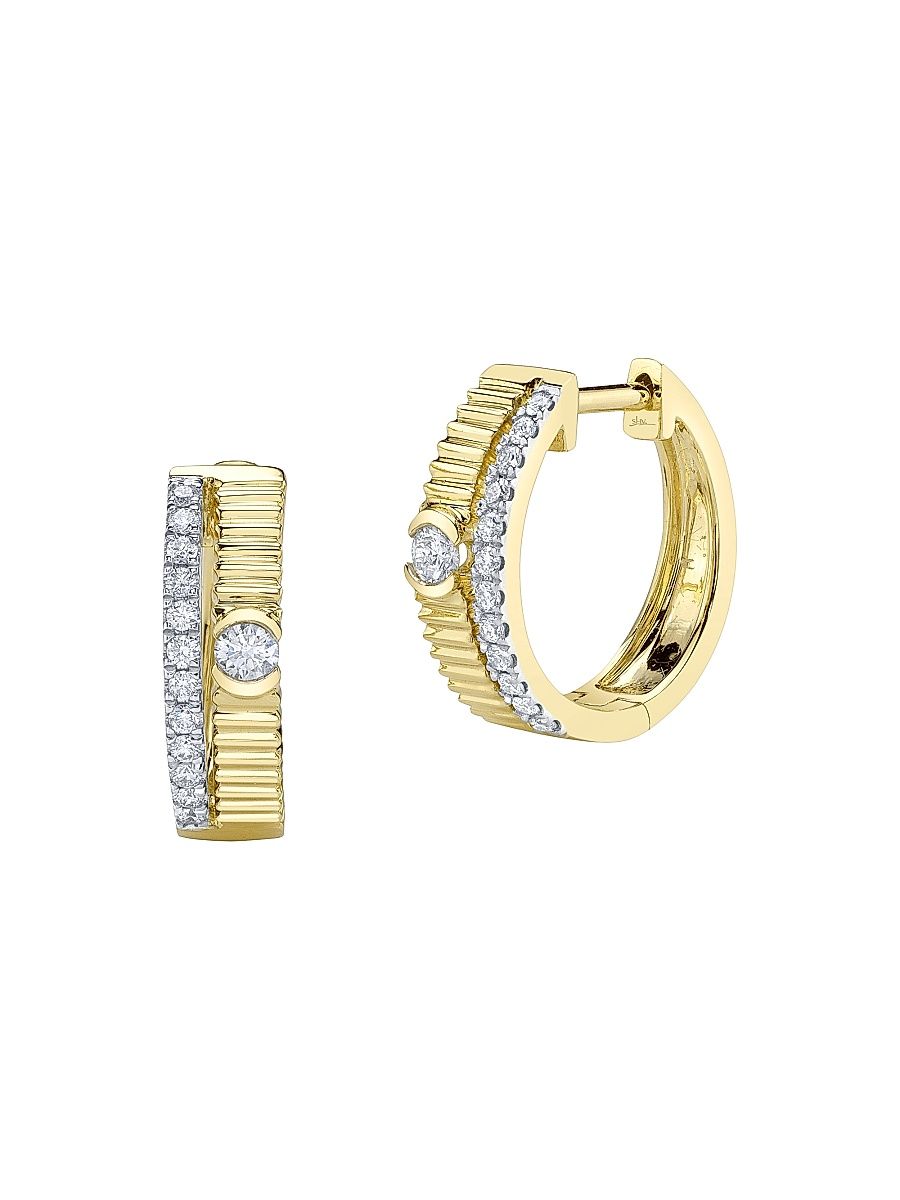 Women's Kate 14K Yellow Gold & 0.25 TCW Diamond Huggie Earrings - Yellow Gold