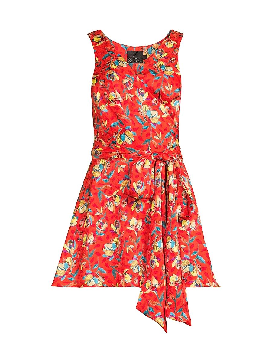 Women's Everyday Tropics Flirty Satin Wrap Minidress - Tangerine - Size XL