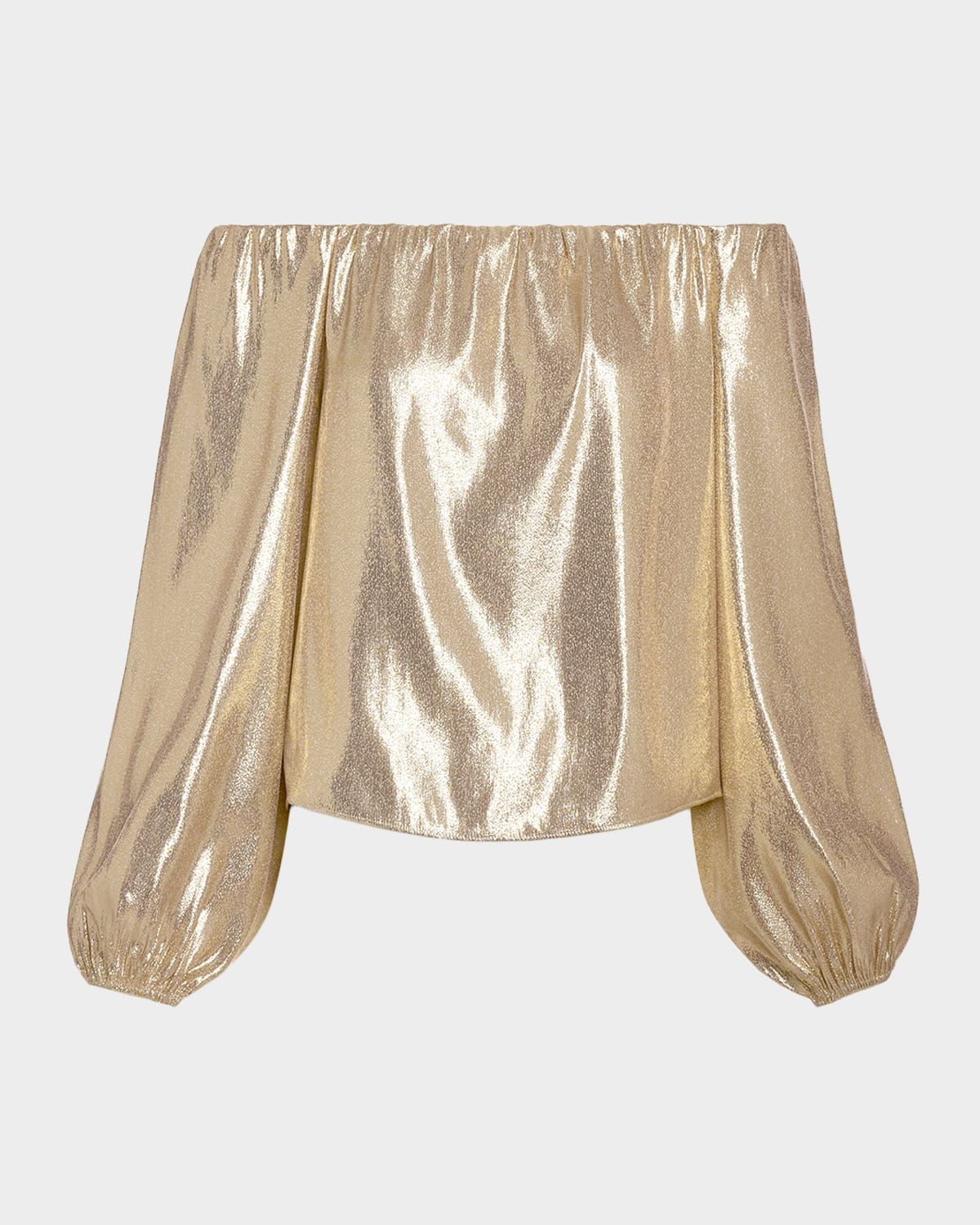 Esther Silk Lame Off-Shoulder Blouse