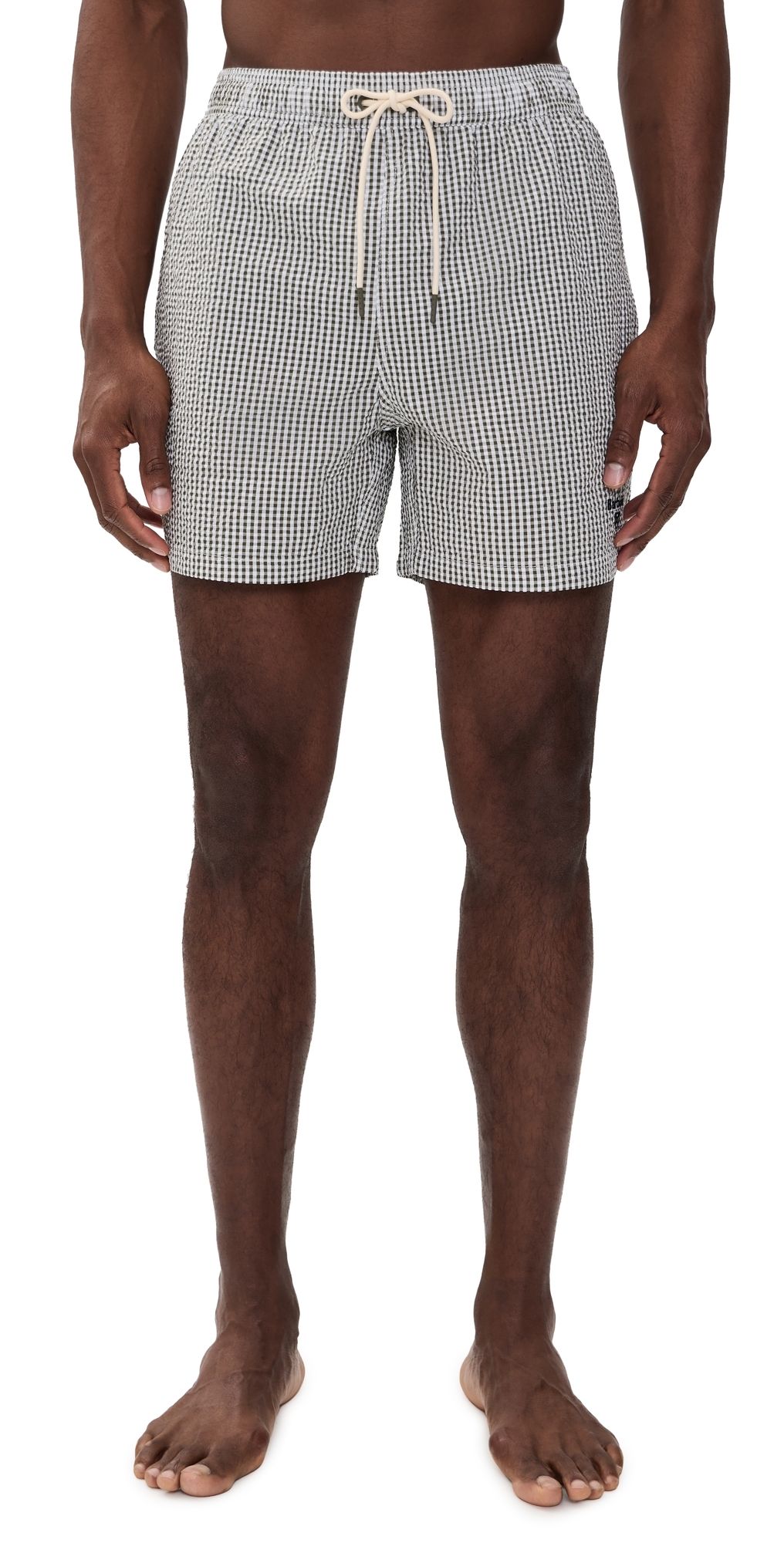 Barbour Gingham Seersucker Swim Shorts Olive S