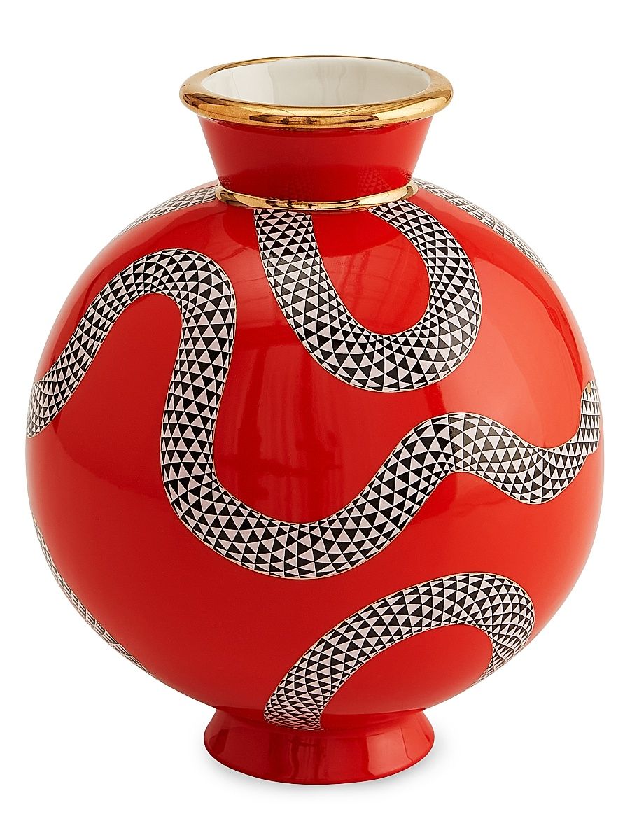 Eden Porcelain Round Vase - Red