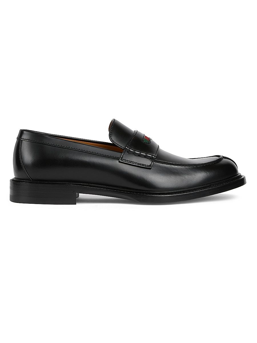 Men's William Web Leather Penny Loafers - Black - Size 14