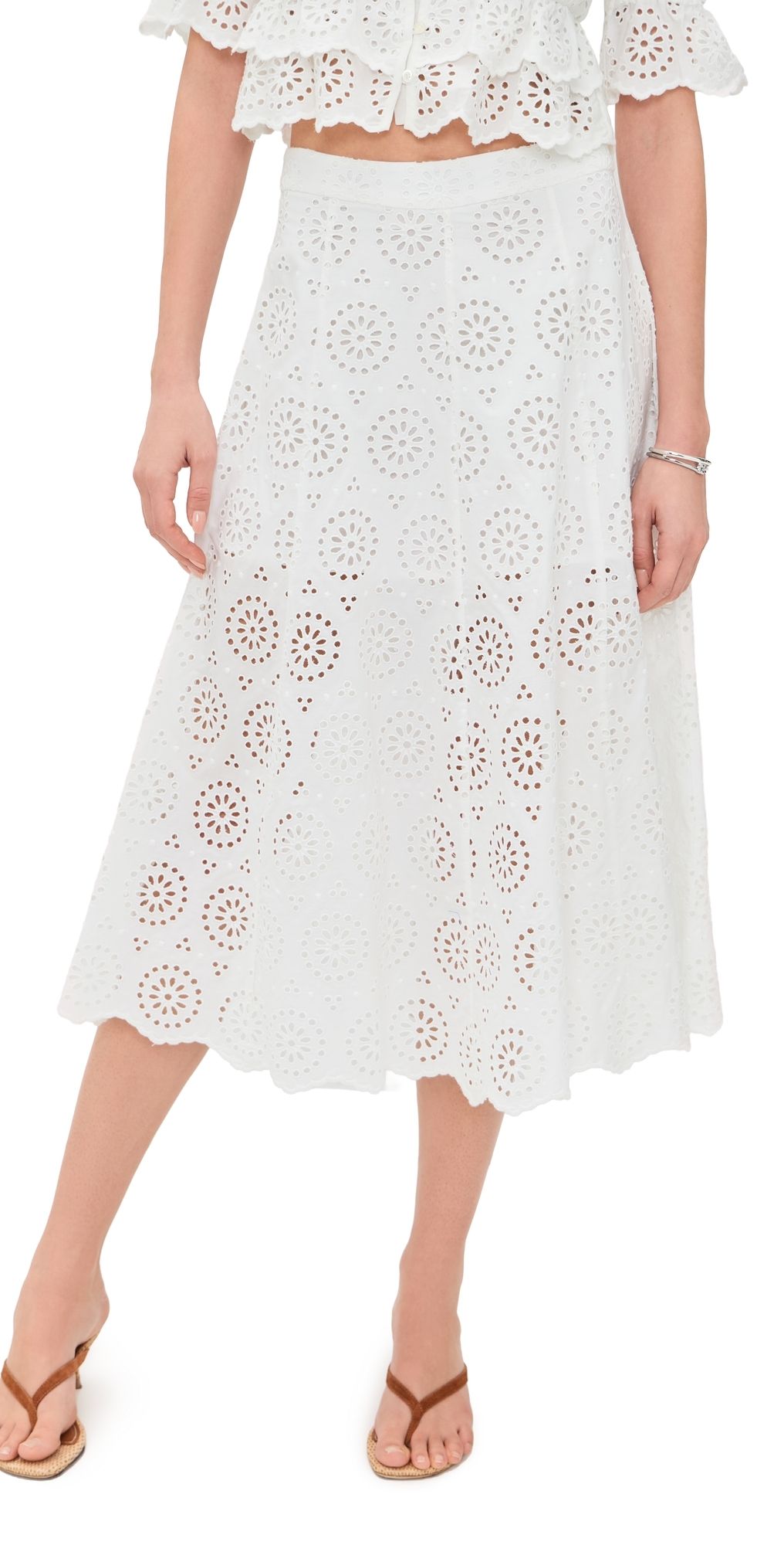 FRAME The Solstice Eyelet Skirt White 4