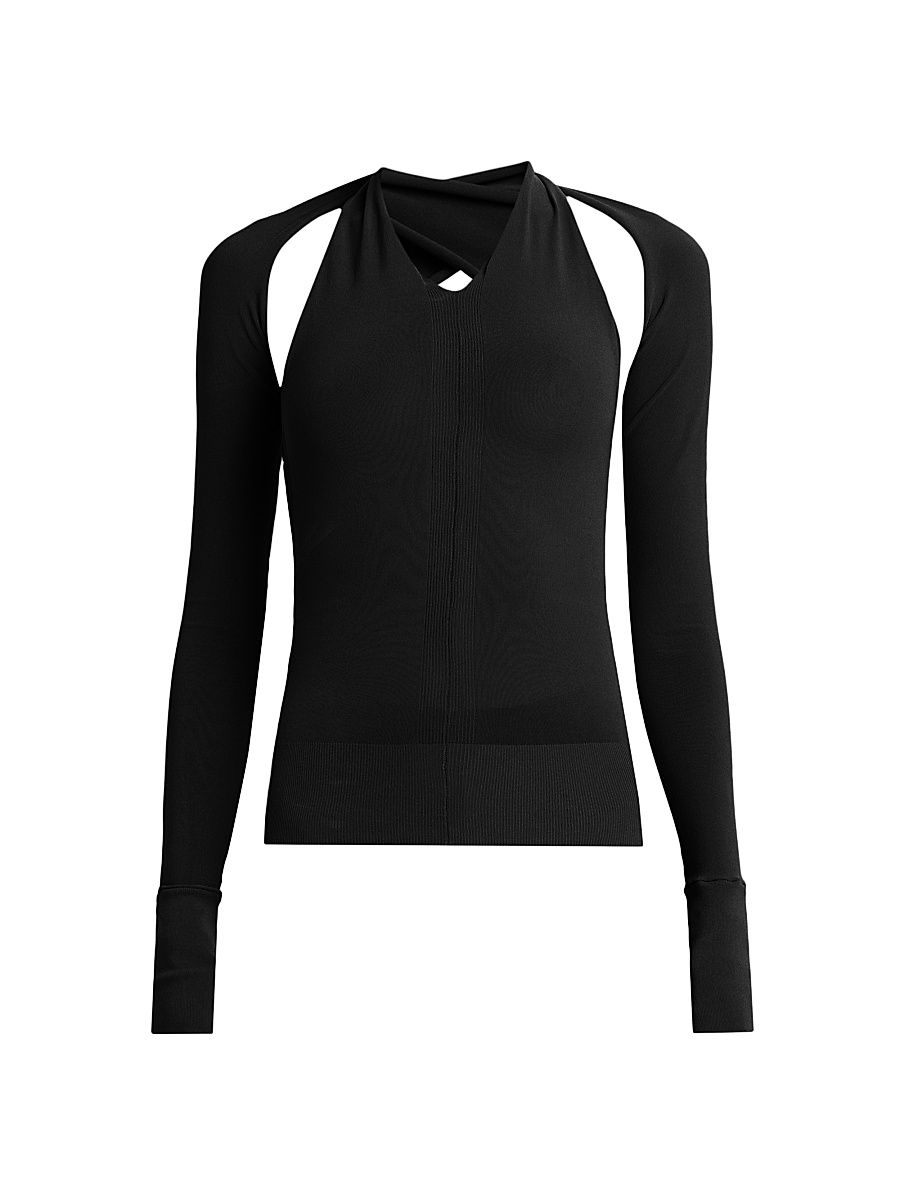 Women's Stretch Cut-Out Top - Black - Size 6