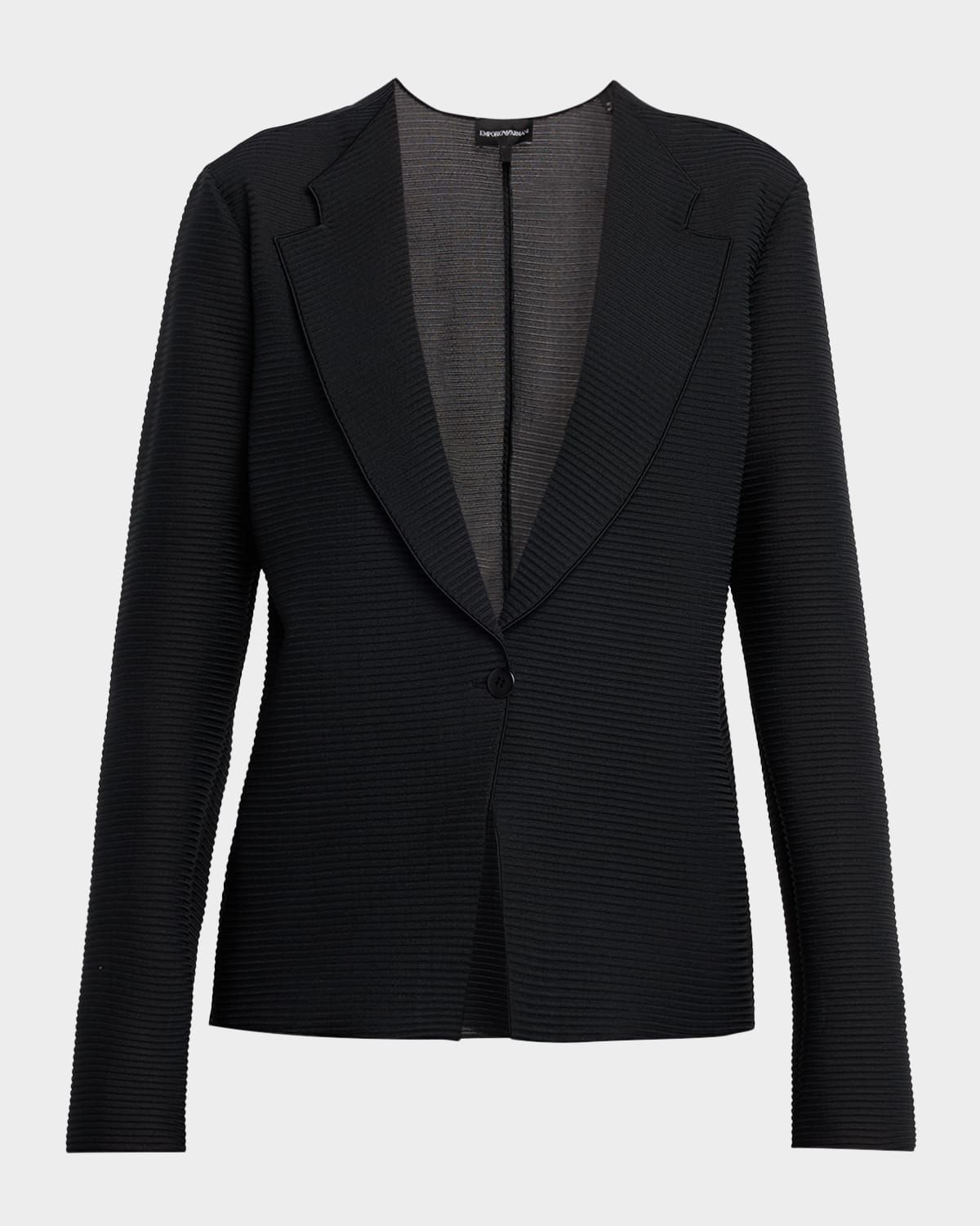 Single-Button Ribbed Jersey Jacket