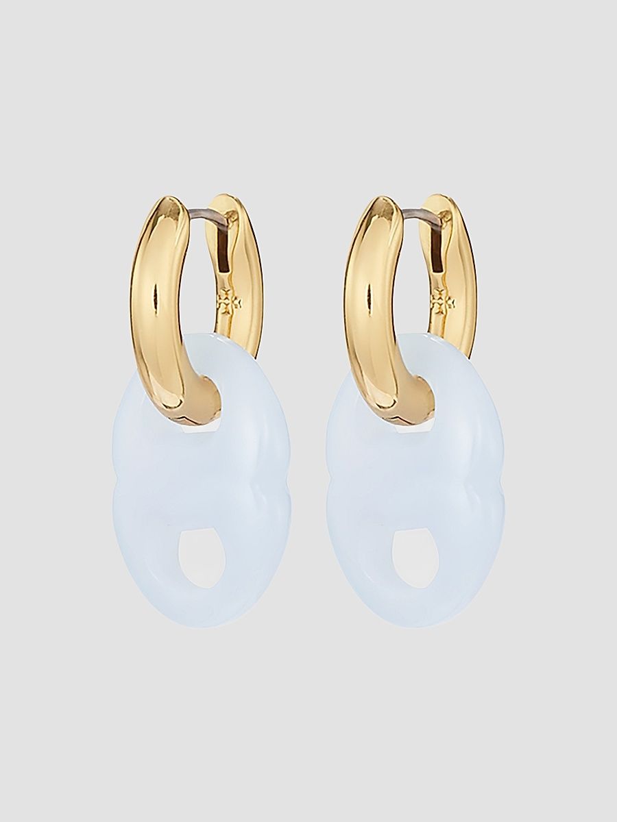 Women's Gemini 18K-Gold-Plated & Jade Drop Earrings - Light Brass Blue