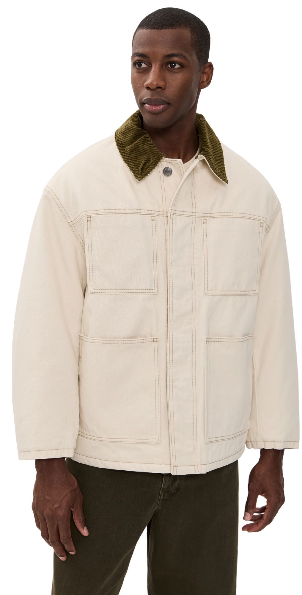 AMI Off-White Cotton Twill Veste Worker Ecru XL