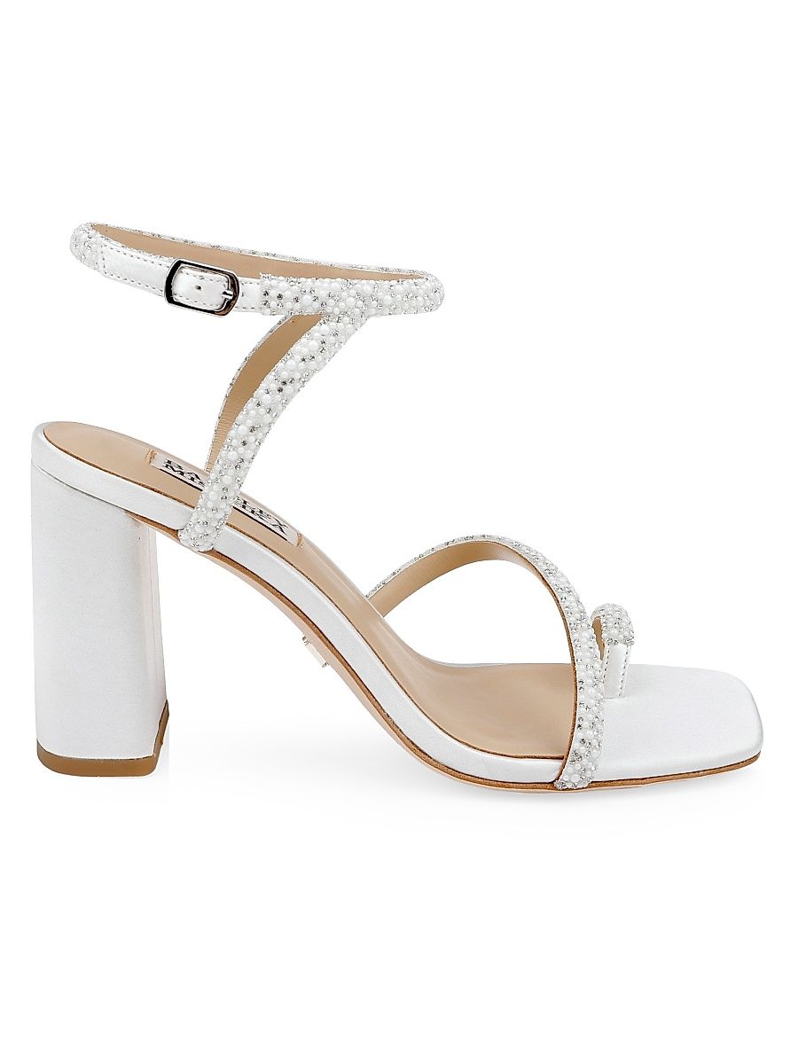 Women's Dalilah 85MM Embellished Satin Sandals - White - Size 8