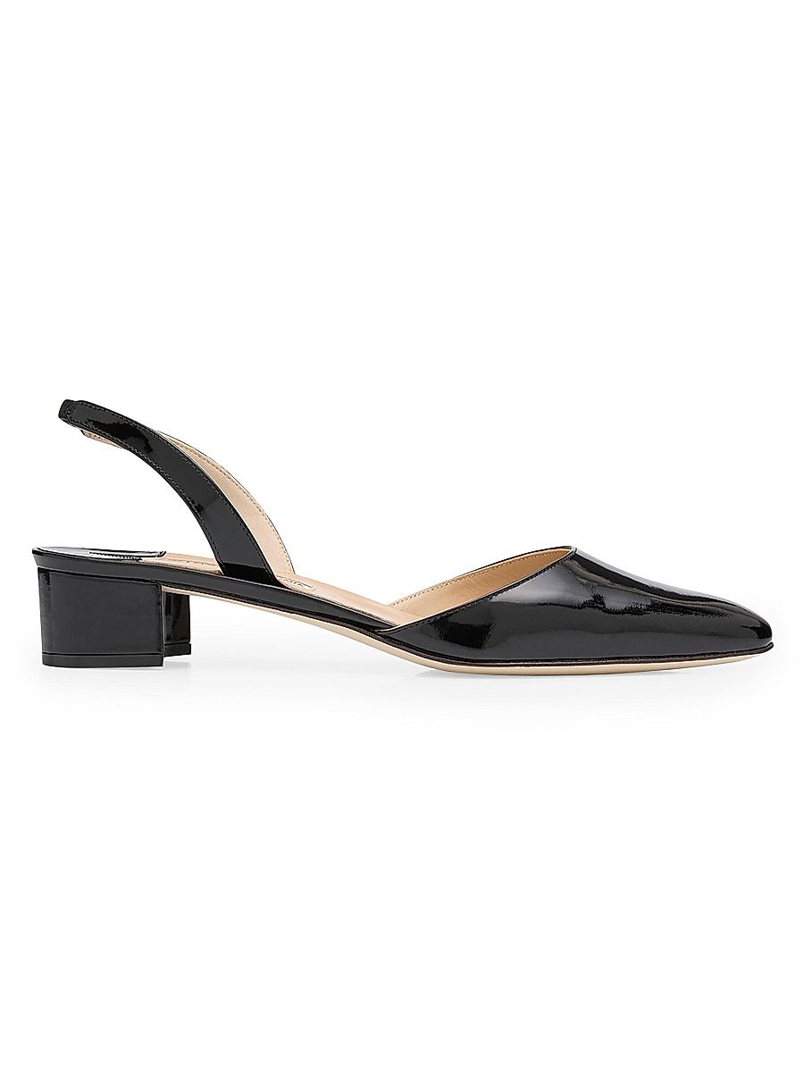 Women's Aspro Patent Leather Slingback Pumps - Black - Size 5