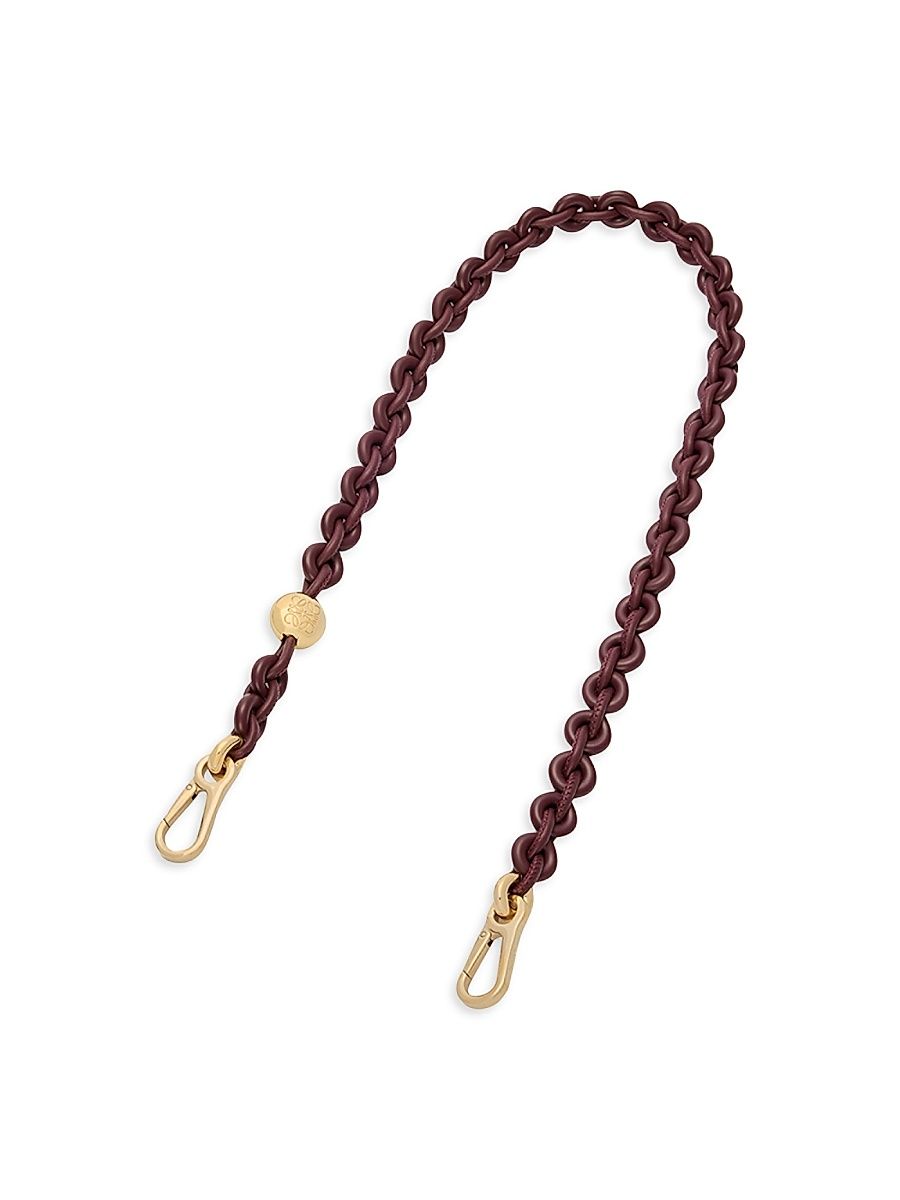 Women's Tonal Donut Leather Chain Shoulder Strap - Dark Red
