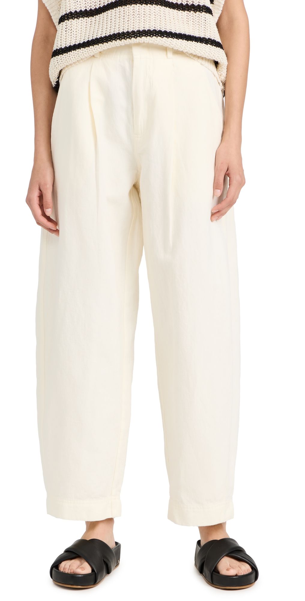 Apiece Apart Bari Crop Trousers Cream 8