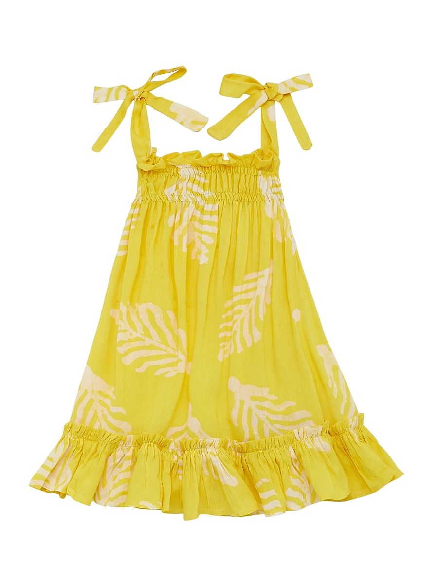 Baby Girl's, Little Girl's & Girl's Leaf Print Smocked Dress - Yellow - Size 7