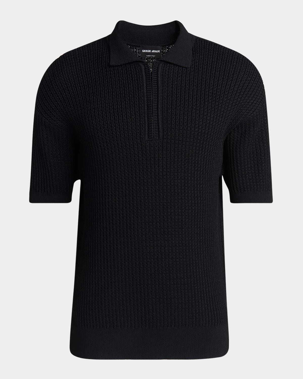 Men & apos;s Textured Knit Short-Sleeve Quarter-Zip Polo Sweater