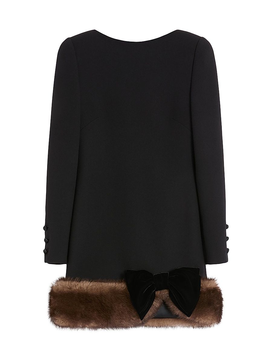 Women's Wool Crepe Short Dress - Black - Size 4