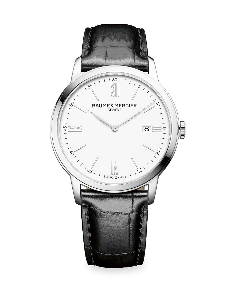 Women's Classima White, Stainless Steel & Alligator Watch - Black