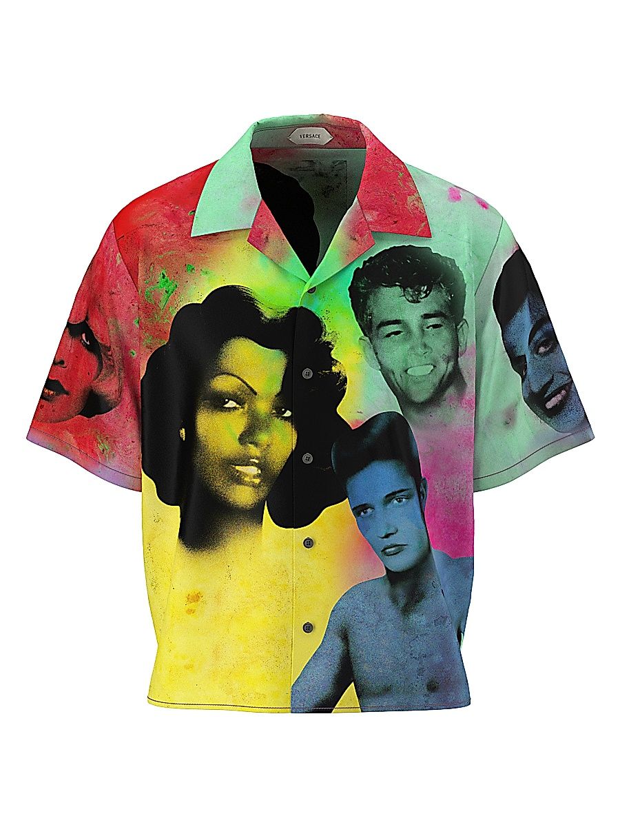 Men's The Party Print Silk Shirt - Size 36