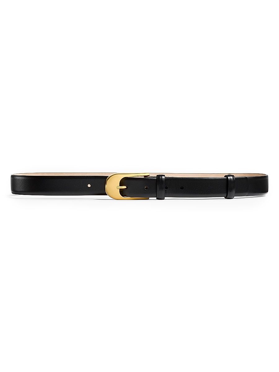 Women's Dome Leather Belt - Black Gold - Size Large