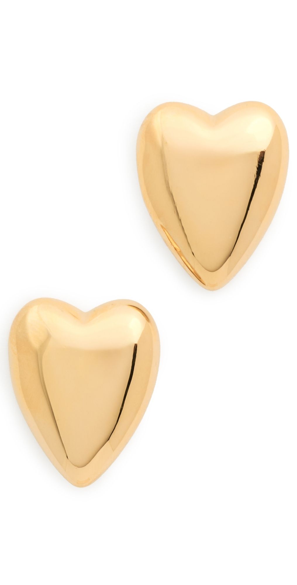 By Adina Eden Solid Puffy Heart Stud Earrings Gold One Size