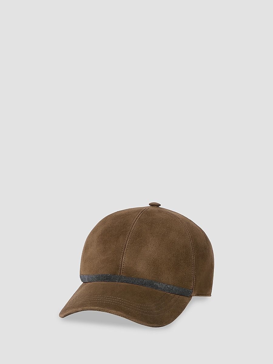 Women's Suede Baseball Cap with Shiny Band - Green - Size XS