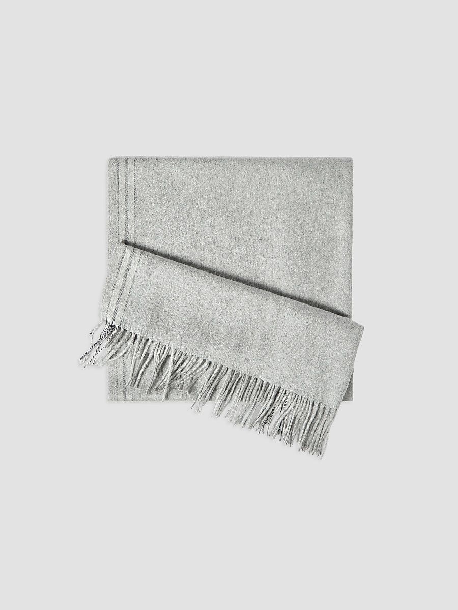 Men's Silk Scarf with Selvedge - Light Grey
