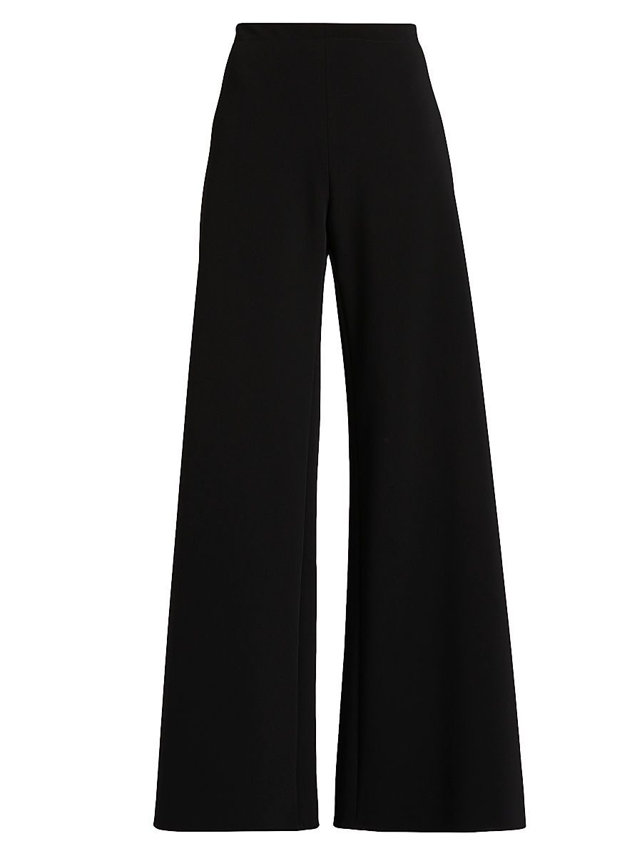 Women's Bias-Cut Mid-Rise Wide-Leg Pants - Black - Size 10