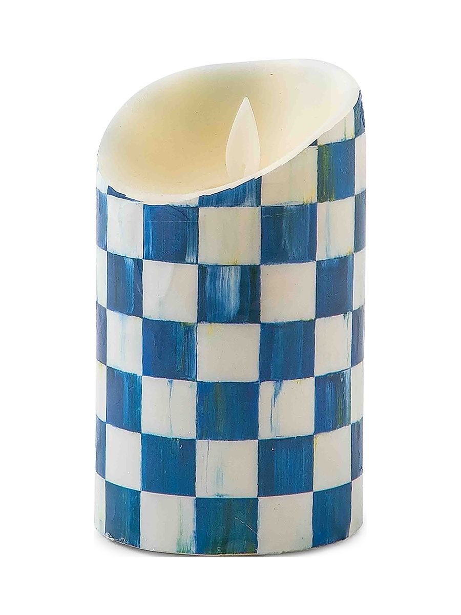 Royal Check Flickering Pillar Candle - Size 9''