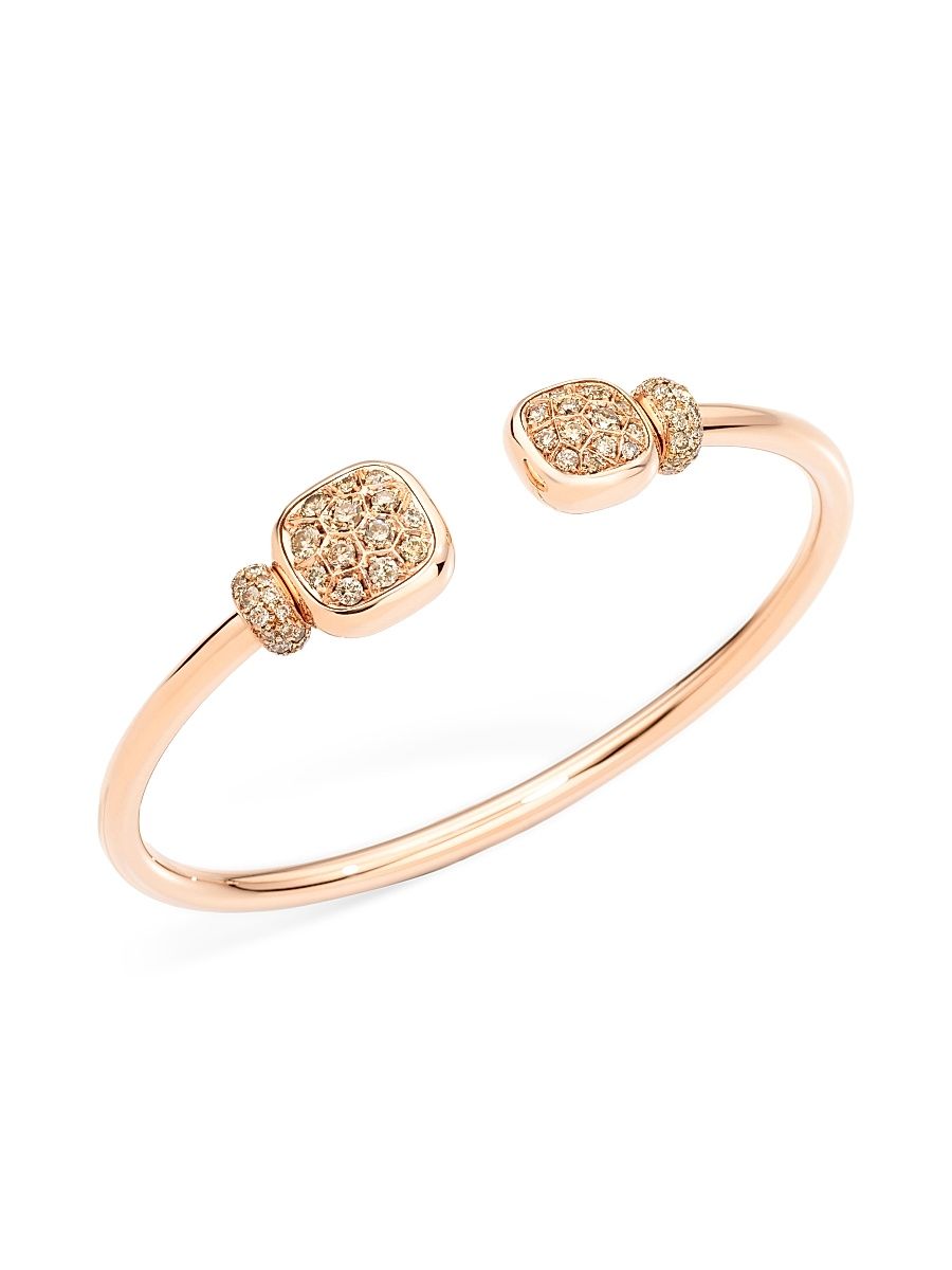 Women's Nudo Petit 18K Rose Gold, 18K White Gold, Brown Diamond & White Topaz Cuff Bracelet - Rose Gold - Size Medium