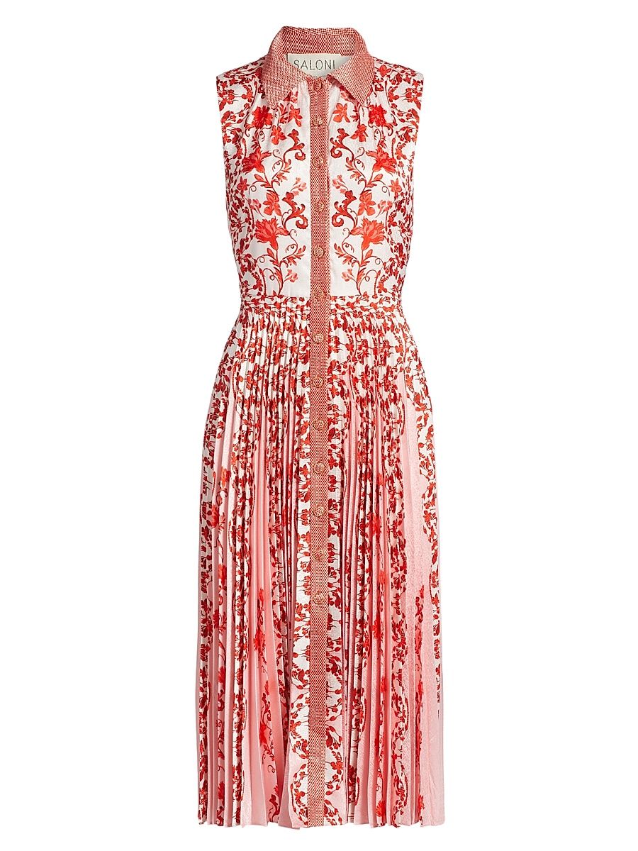 Women's Darby Printed Midi-Shirtdress - Flori Vines - Size 10