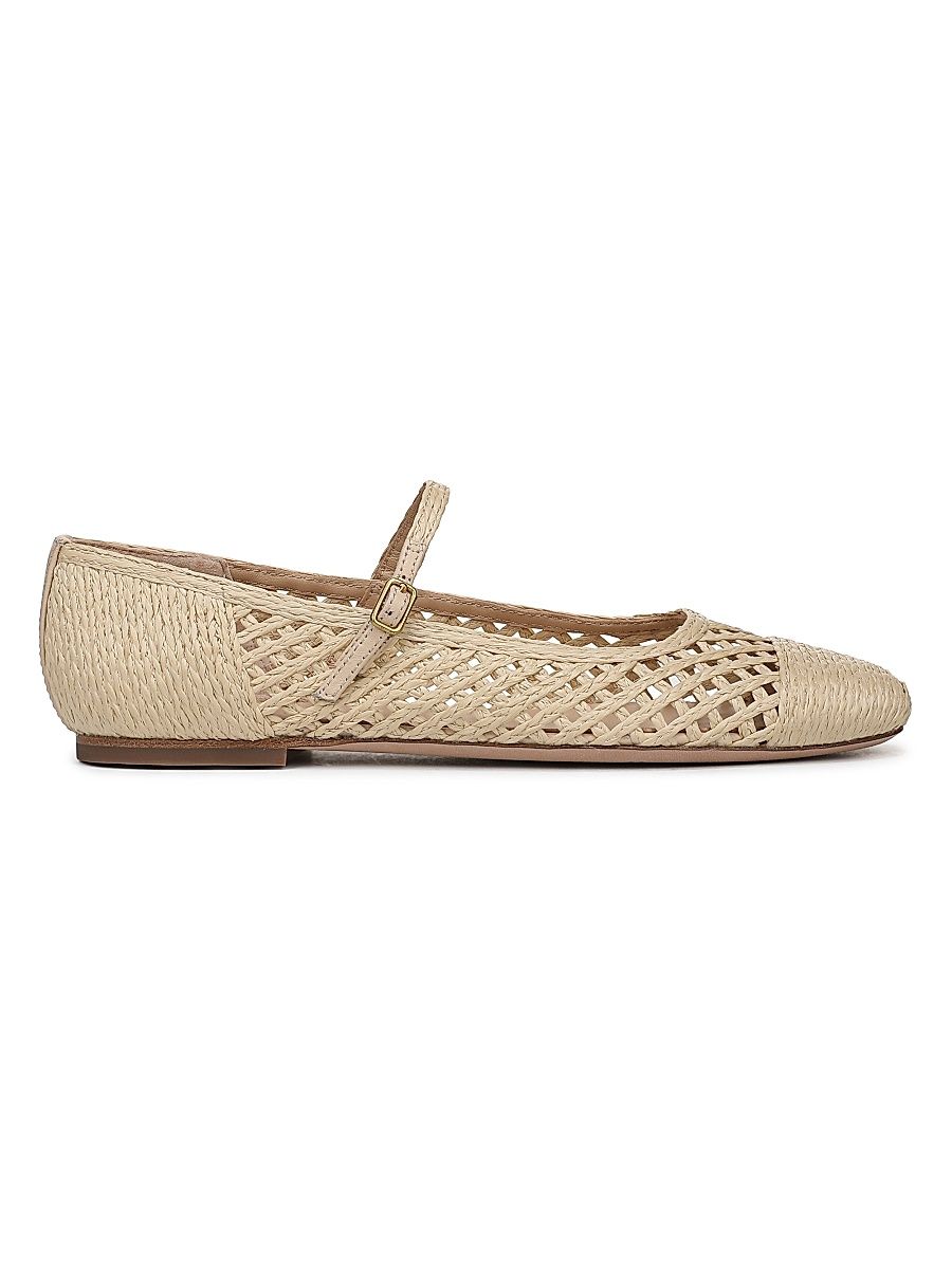 Women's Ellie Faux Raffia Weave Mary Jane Shoes - Natural - Size 8.5