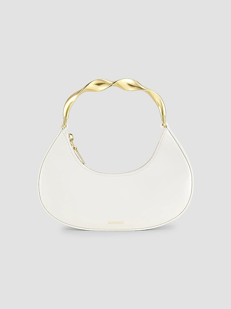 SIMKHAI Women's Nixi Leather Twist Handle Top Handle Bag - Ivory