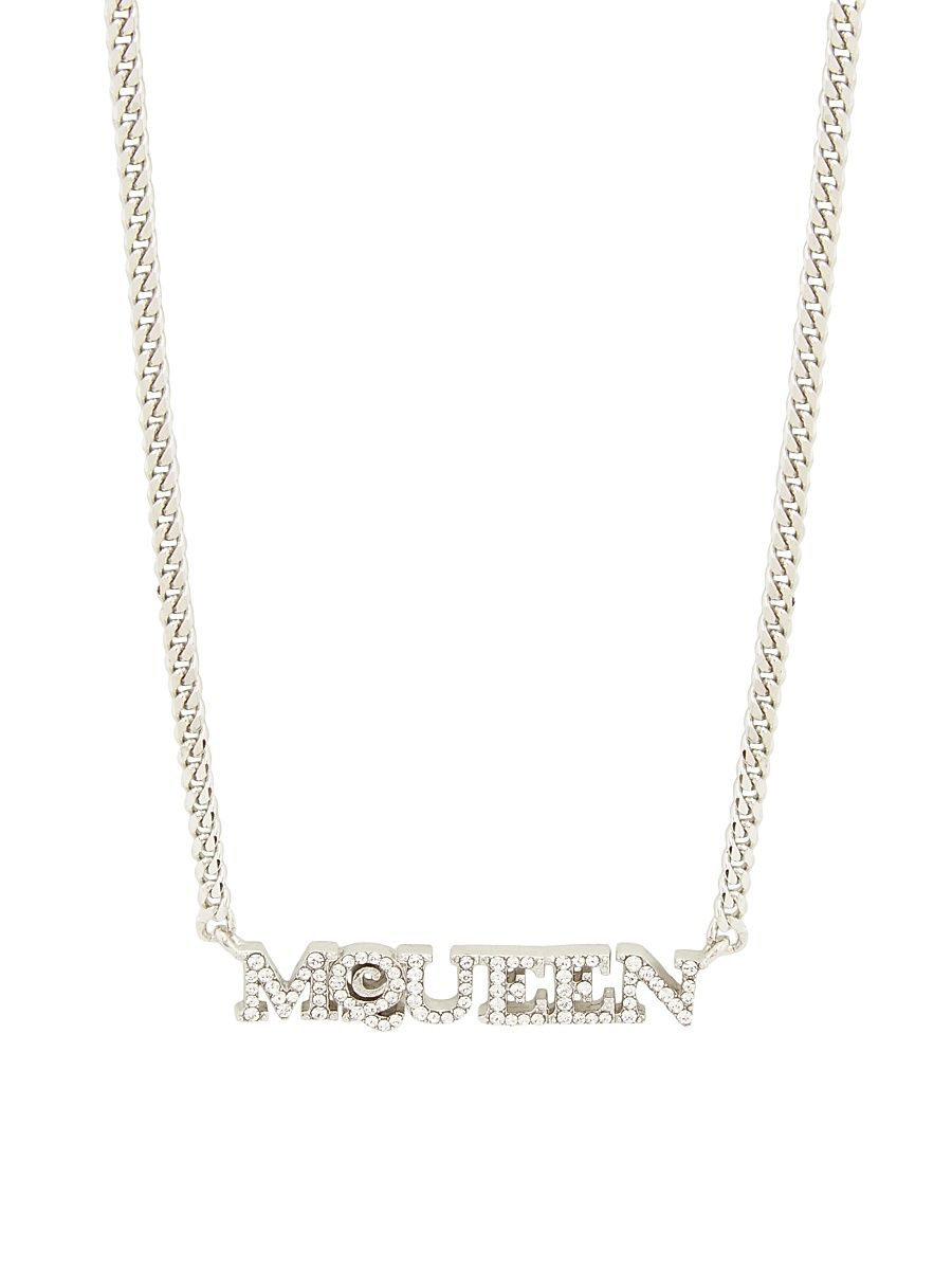 Women's Silvertone & Glass Crystal "McQueen" Logo Necklace - Silver Grey
