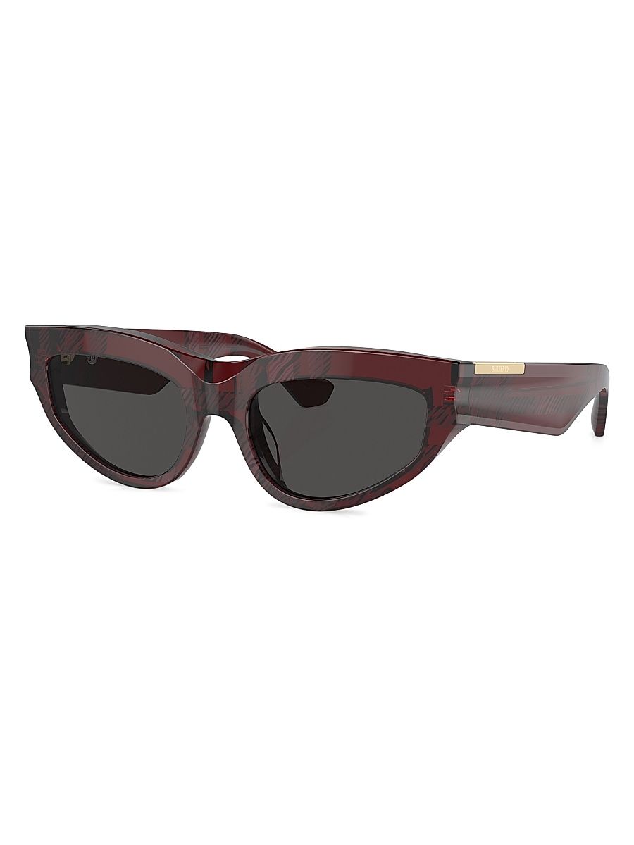 Women's 55MM Cat-Eye Sunglasses - Red Plaid Dark Grey