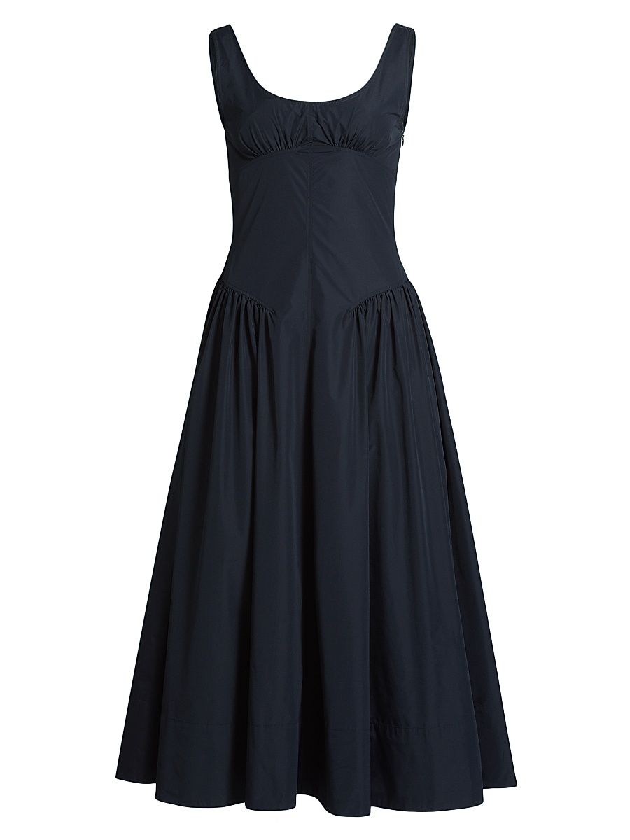 Women's Kendall Pleated Fit & Flare Midi-Dress - Navy - Size 14