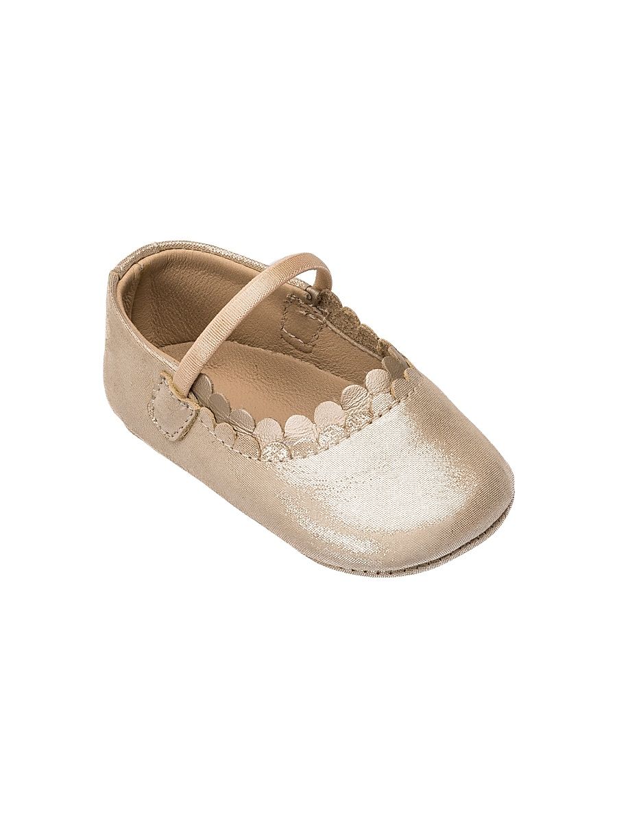 Baby Girl's Ava Scalloped Metallic Leather Ballet Flats - Talc - Size 3 (Baby)
