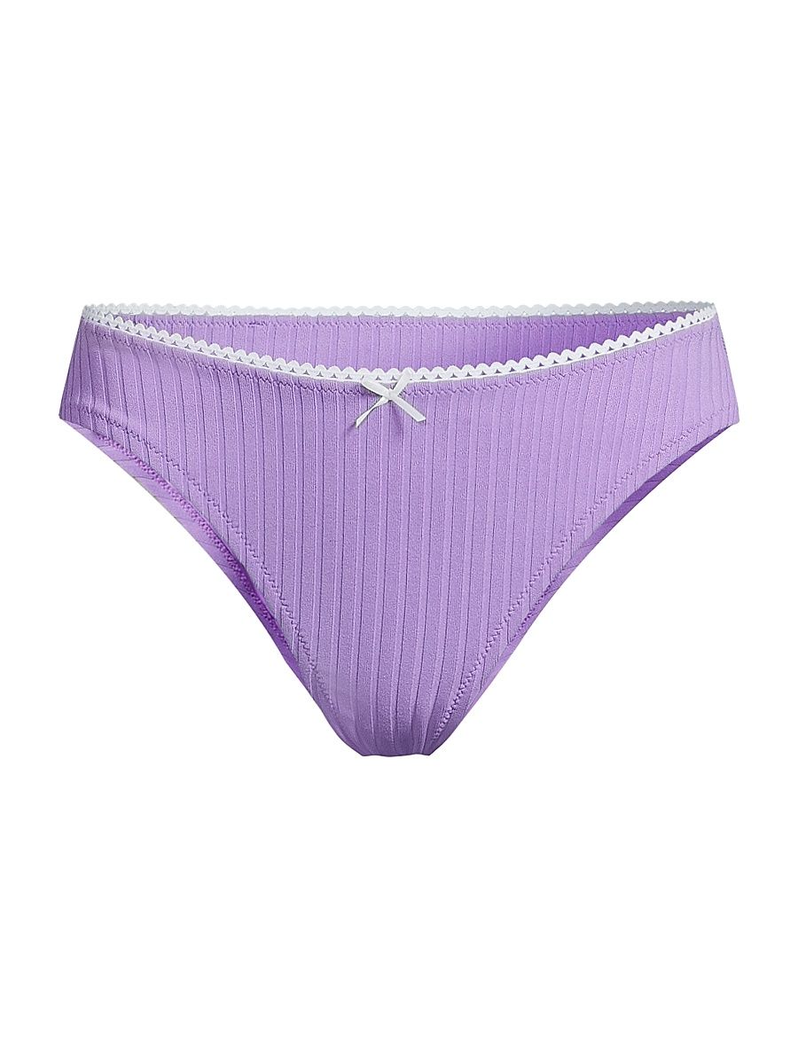 Women's The Daphne Ribbed Bikini Bottom - Ultra Violet - Size XS