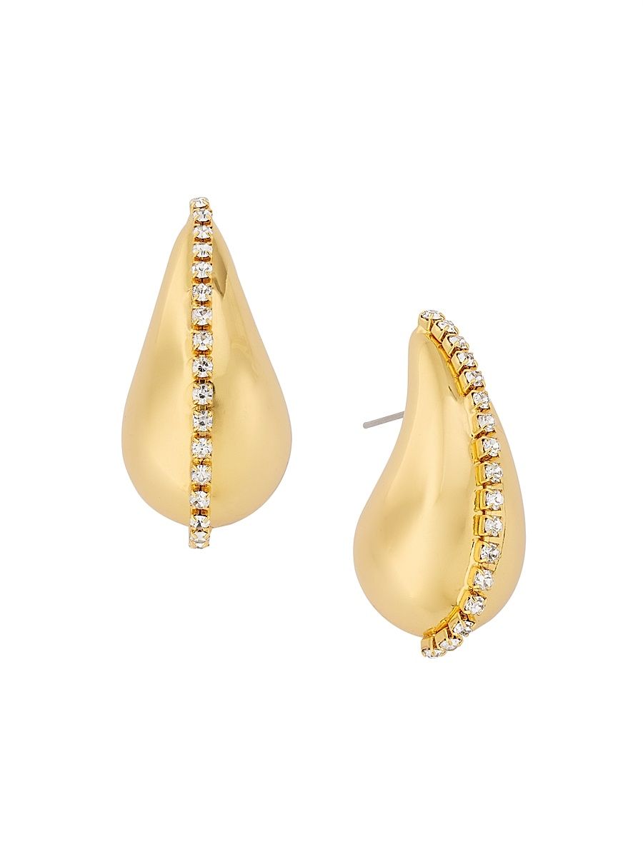 Women's Tapered Goldtone & Rhinestone Hoop Earrings - Gold