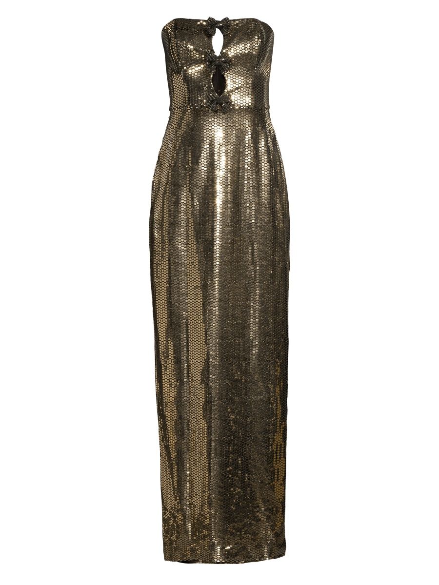 Liv Foster Women's Strapless Sequined Bow-Embellished Gown - Gold - Size 10