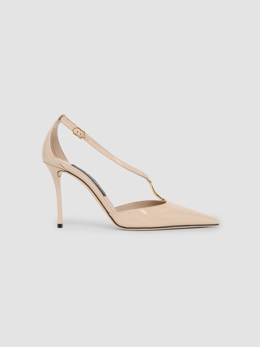 Dolce & Gabbana Women's 90MM Logo Patent Leather Pumps - Rose - Size 12