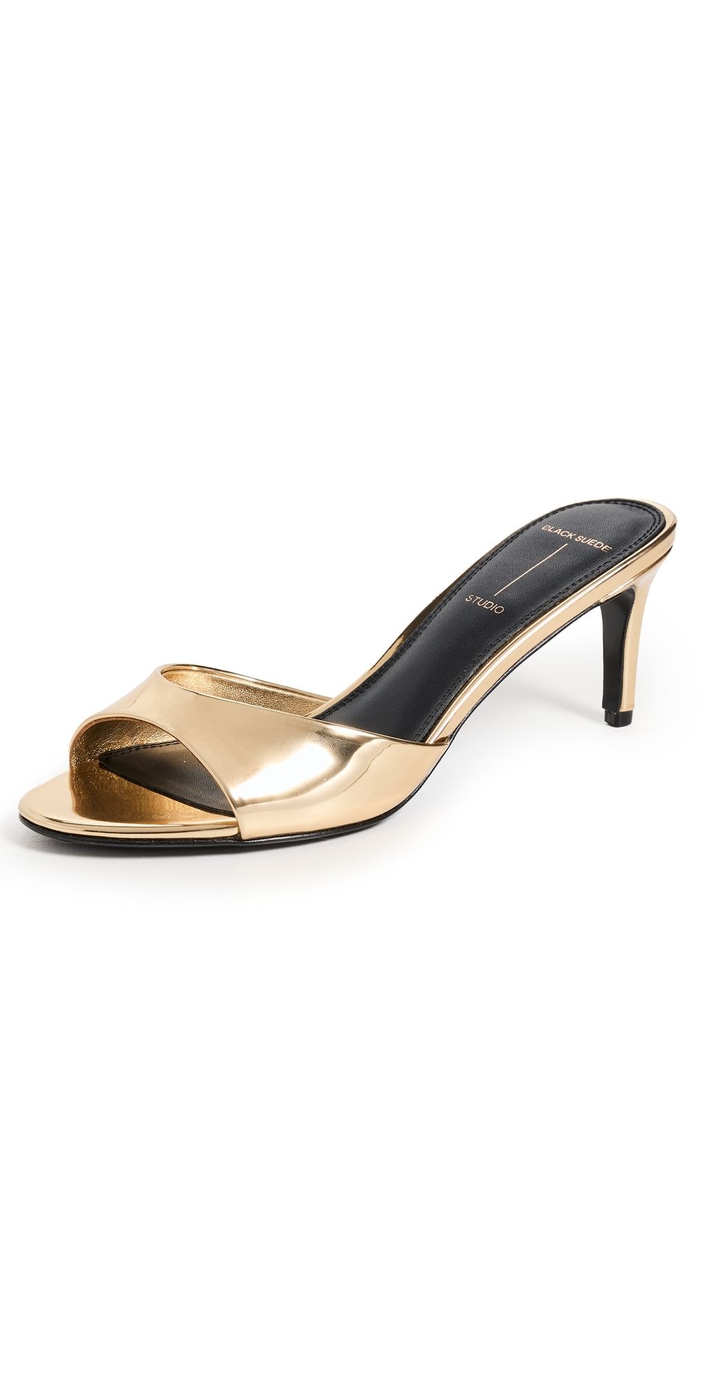 Black Suede Studio Freddie Sandals 65mm Gold Metallic Leather 38