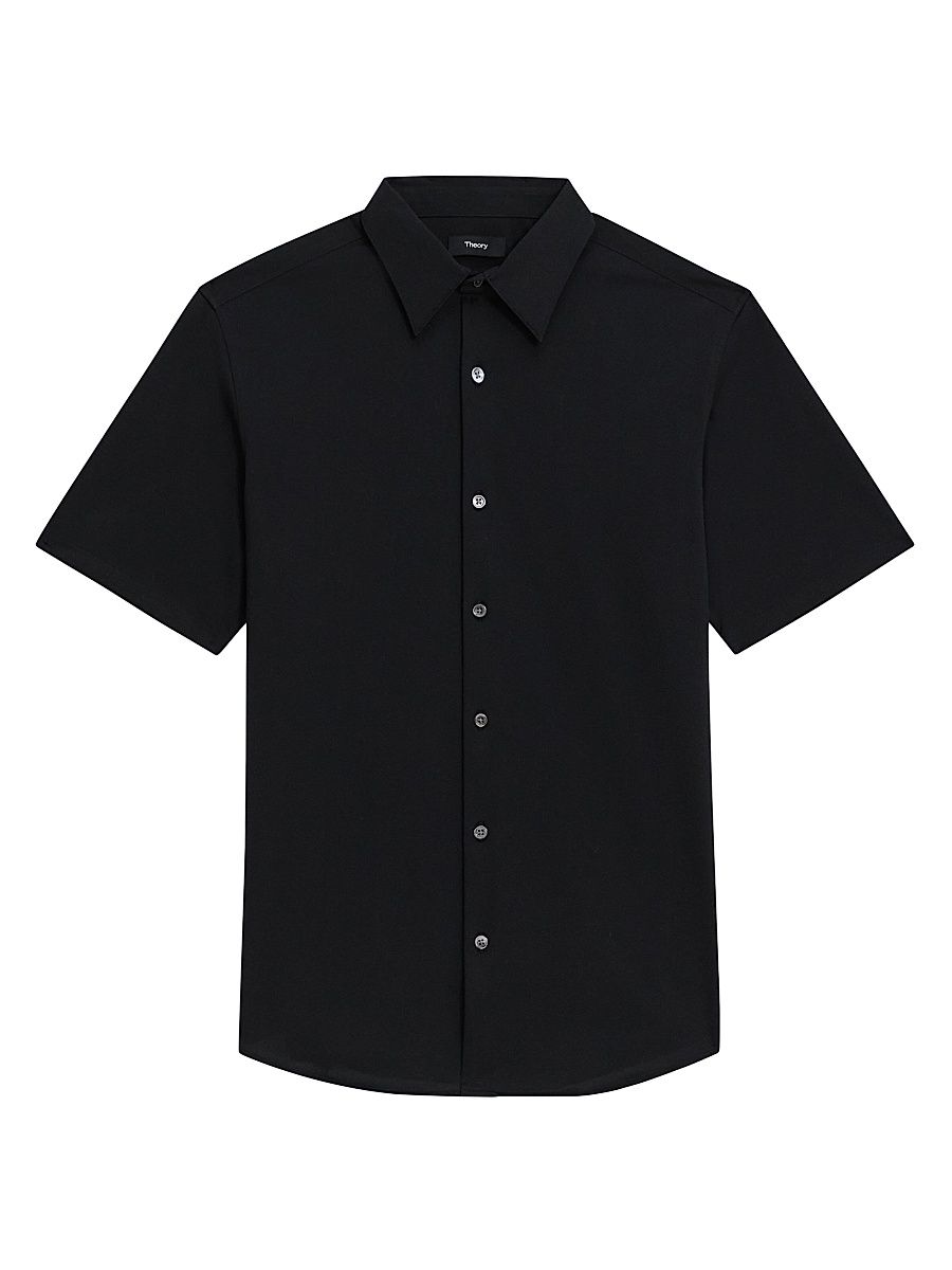 Men's Irving Cotton-Blend Shirt - Black - Size XL